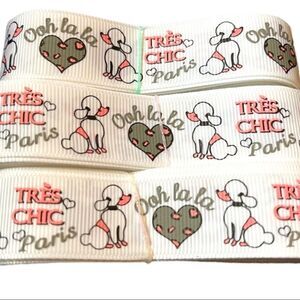 Grosgrain Ribbon 7/8” 5 yards 5/$20 Paris French France Tres Chic poodle ooh la